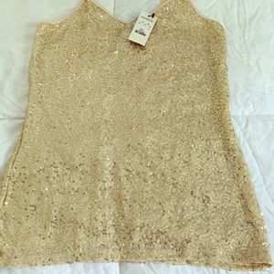Express gold sequined embellished tank top NWT sm